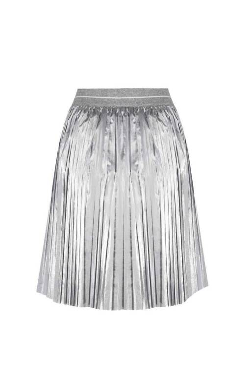 Pleated Metallic Short Skirt - 5