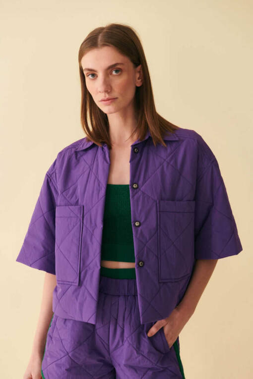 Purple Quilted Jacket - 1
