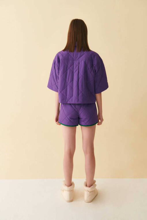 Purple Quilted Jacket - 4