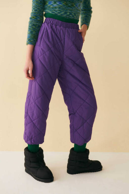 Purple Quilted Pants - 1