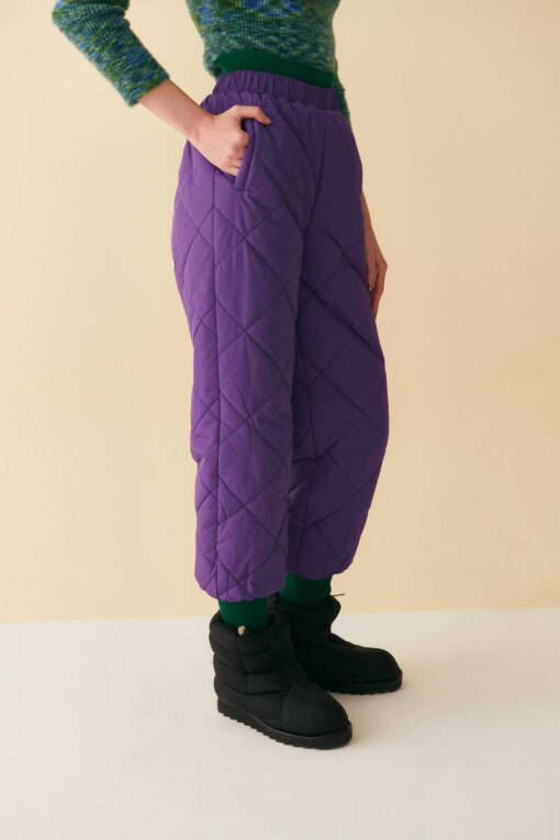 Purple Quilted Pants - 4