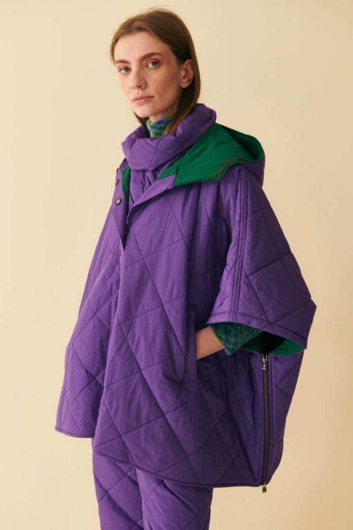 Purple Quilted Poncho - 3