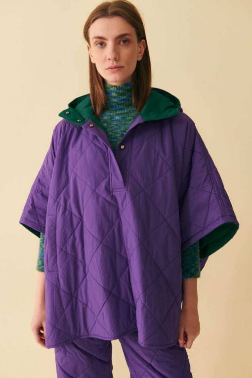 Purple Quilted Poncho - 4