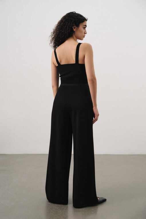 Relaxed Fit Wide Leg Black Pants - 3