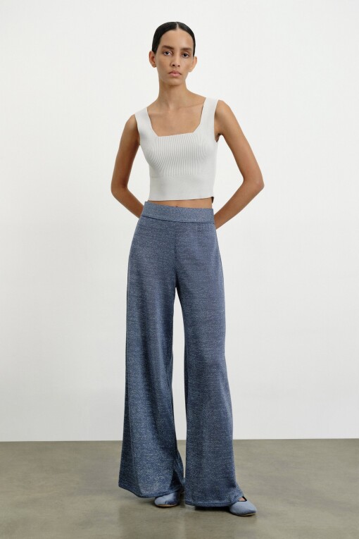 Square Neck Gray Knitwear Crop Top 