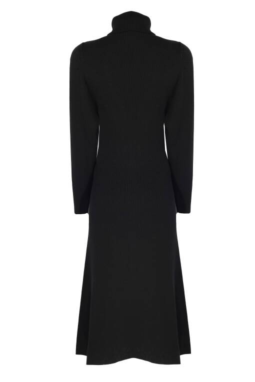 Turtleneck Black Long Dress - 5