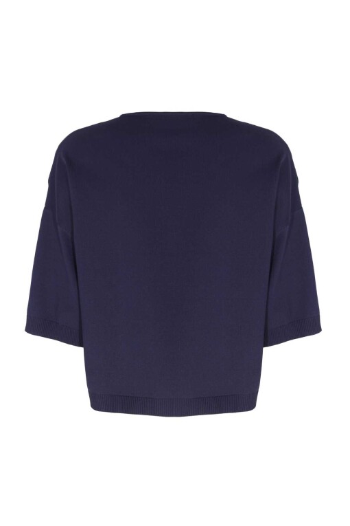 V-Neck Dark Blue Sweater - 5