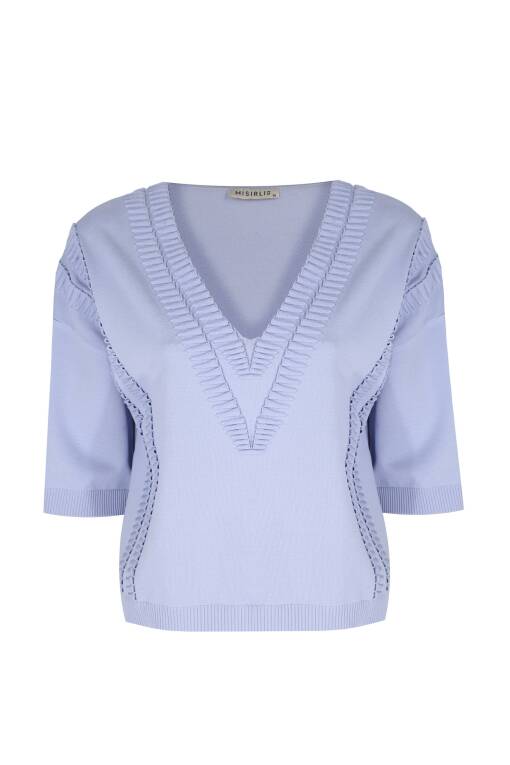 V-Neck Lilac Sweater Sweater - 4