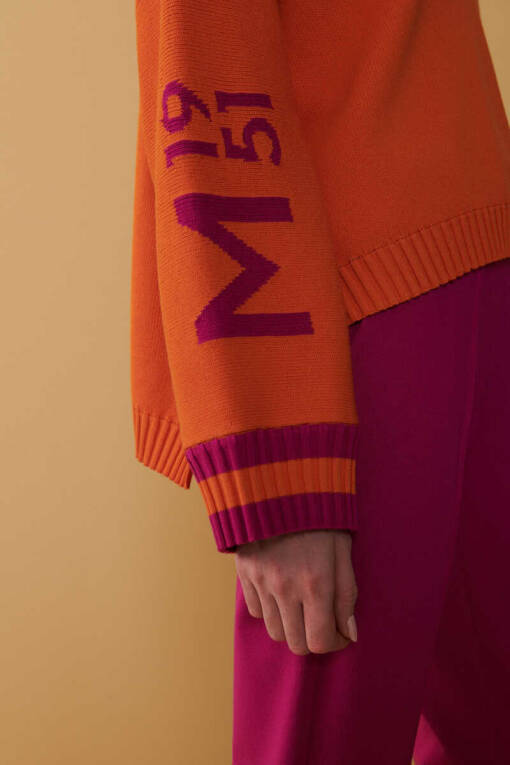 V-neck Orange Sweater - 2