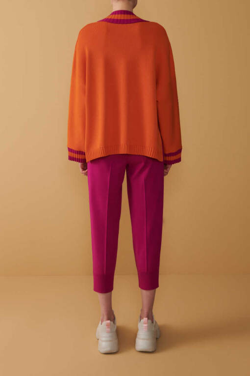 V-neck Orange Sweater - 4
