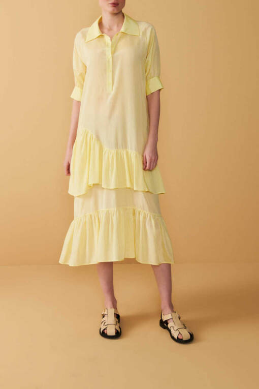 Yellow Frilly Polo Dress - 1