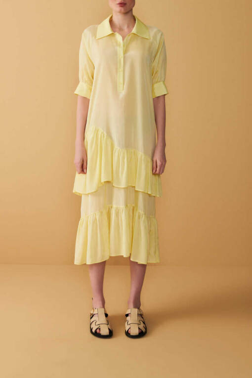 Yellow Frilly Polo Dress - 2