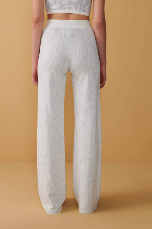 Zigzag Patterned Off White Knitwear Pants - 4
