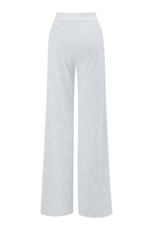 Zigzag Patterned Off White Knitwear Pants - 6