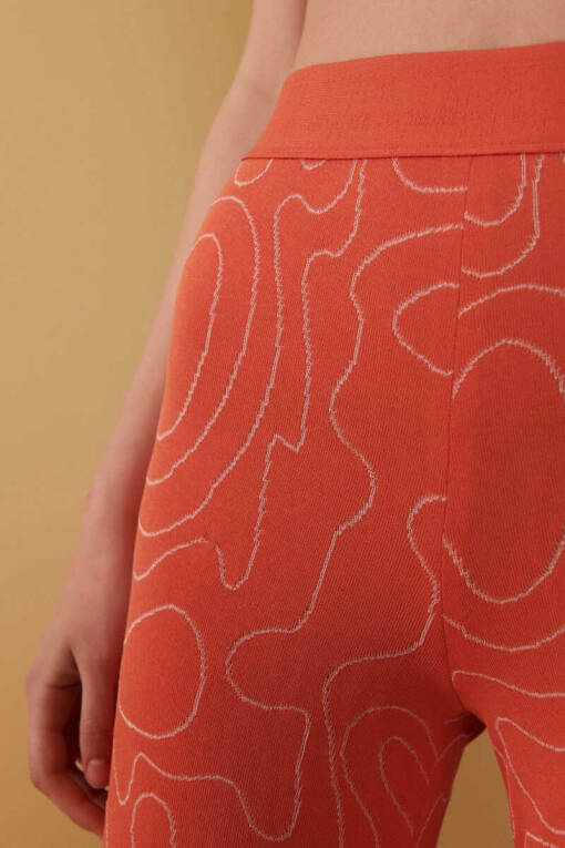 Zigzag Patterned Orange Knitwear Pants - 5