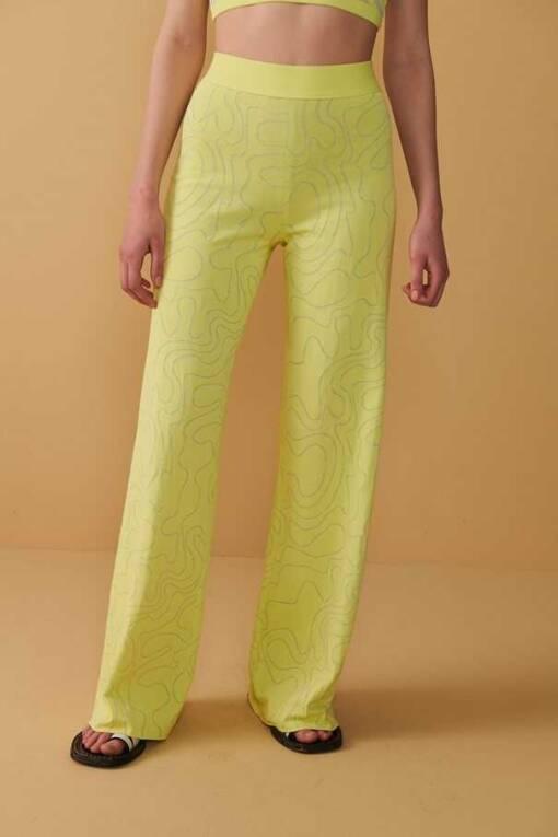Zigzag Patterned Yellow Knitwear Pants - 2