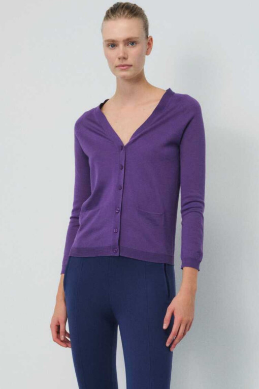 Purple V Neck Women’s Cardigan 