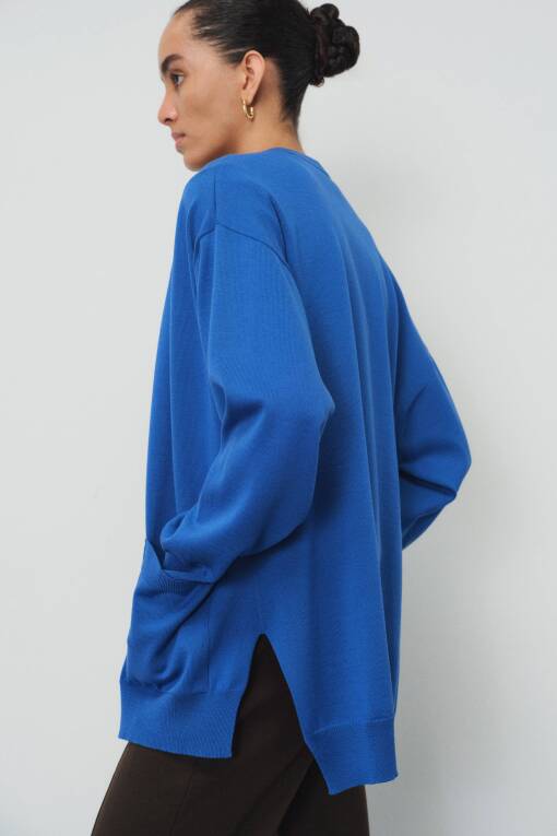 Saxe Blue Cardigan with Pockets - 2