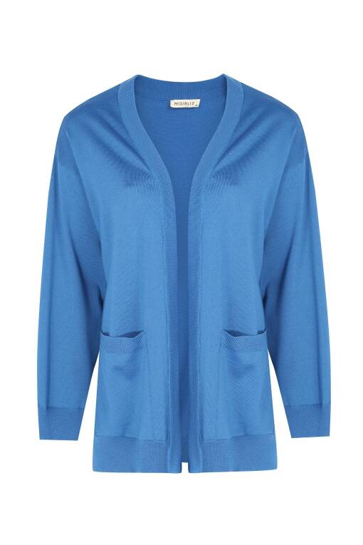 Saxe Blue Cardigan with Pockets - 5