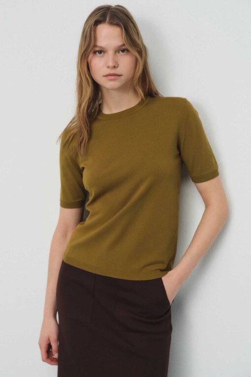 Short Sleeve Khaki Women’s Sweater 