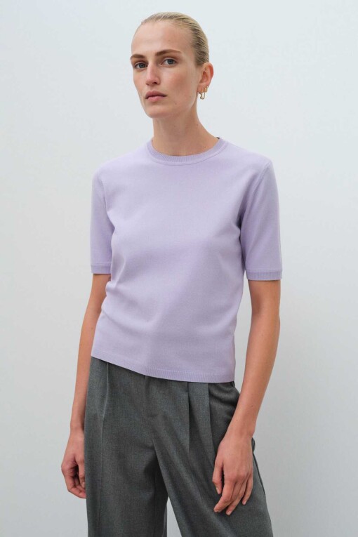Short Sleeve Lilac Sweater - 1