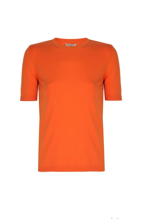 Short Sleeve Orange Sweater - 3