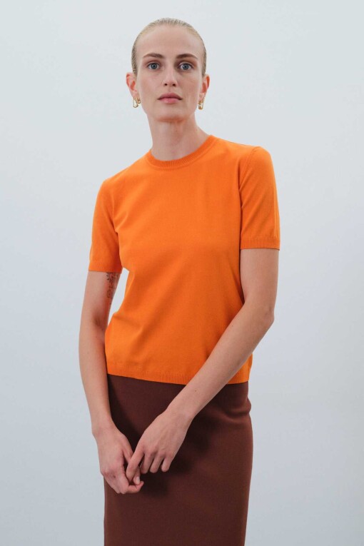 Short Sleeve Orange Women’s Sweater 