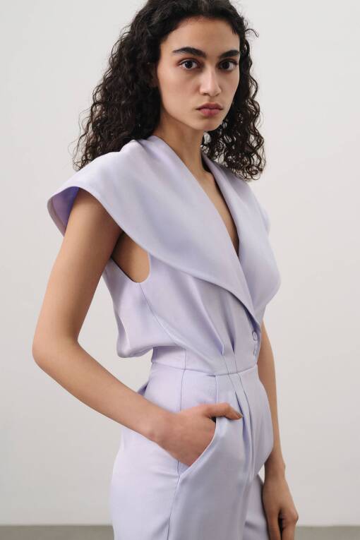 Sleeveless Jumpsuit in Lilac - 3