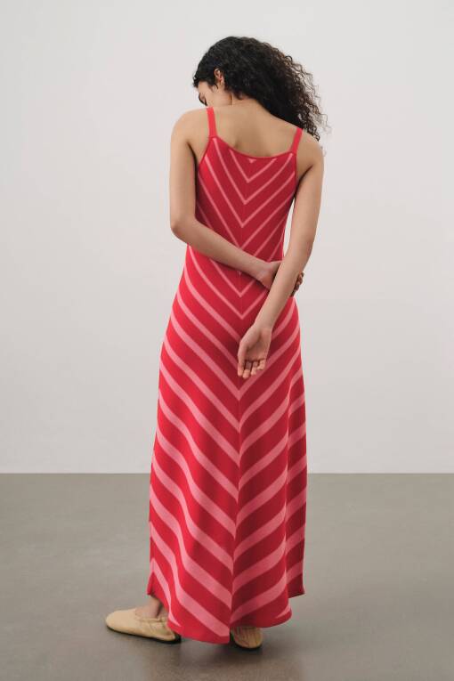 Stripes Print Dress in Red - 3
