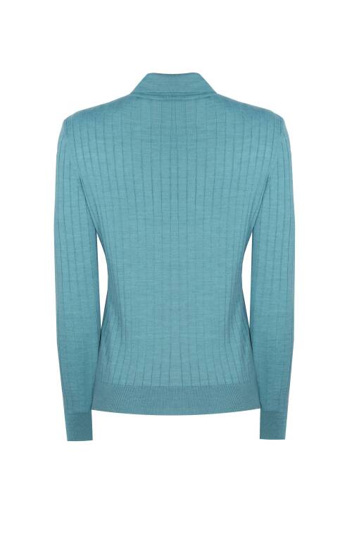 Turquoise Polo Neck Sweater - 5