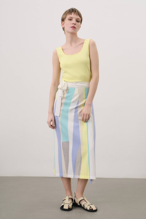 Multi Color Long Skirt Off White 