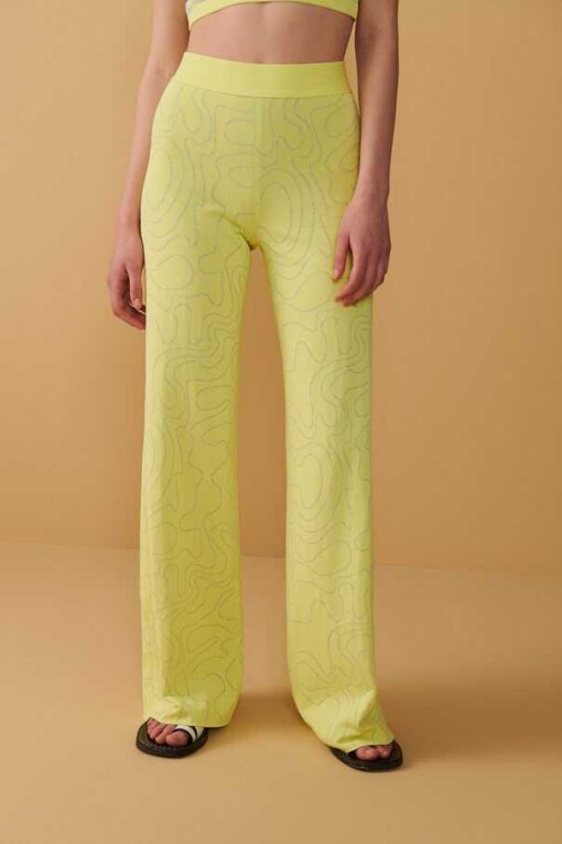Zigzag Patterned Yellow Knitwear Pants 