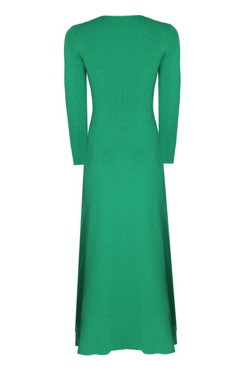 Yeşil Uzun Triko Elbise - 5