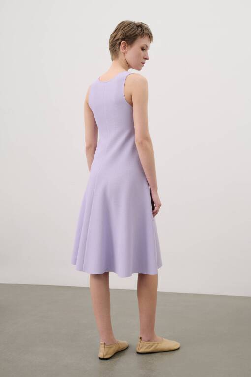 Kalın Askılı Lila Triko Elbise - 2