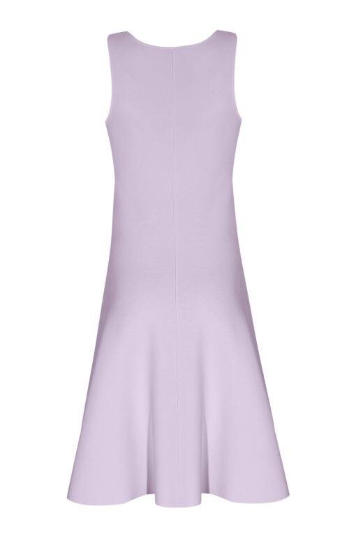 Kalın Askılı Lila Triko Elbise - 5