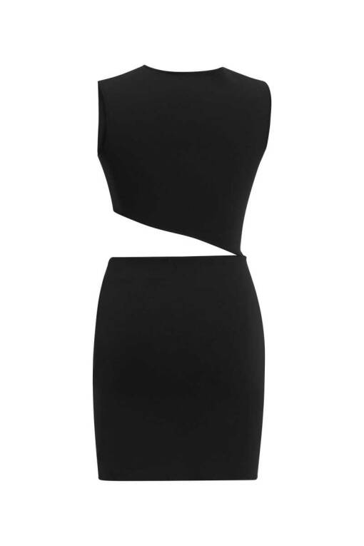 Siyah Cutout Kolsuz Elbise - 6