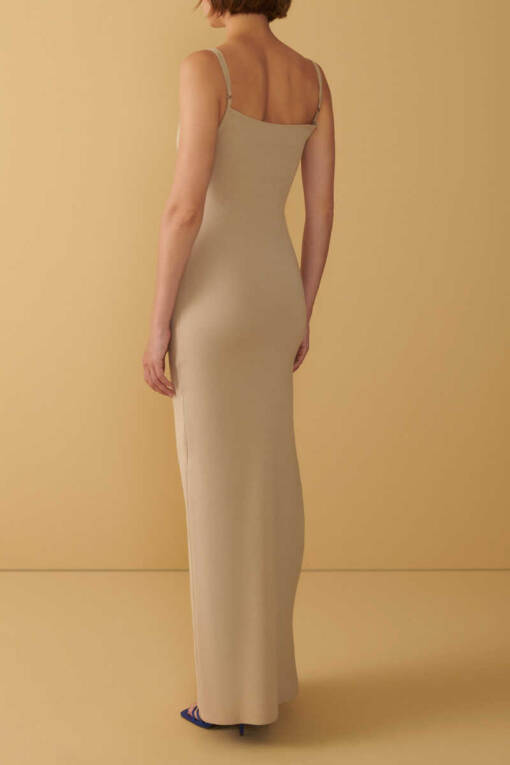 Taş Transparan Detaylı Askılı Elbise - 4
