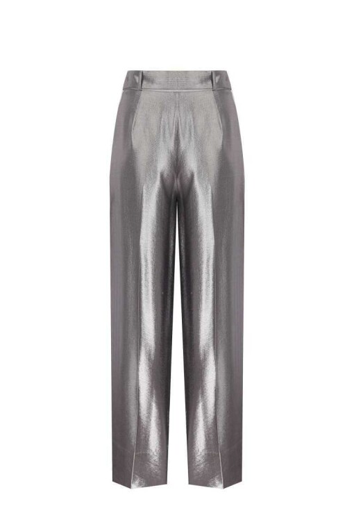 Tie Belt Antrasit Metalik Kadın Pantolon - 6