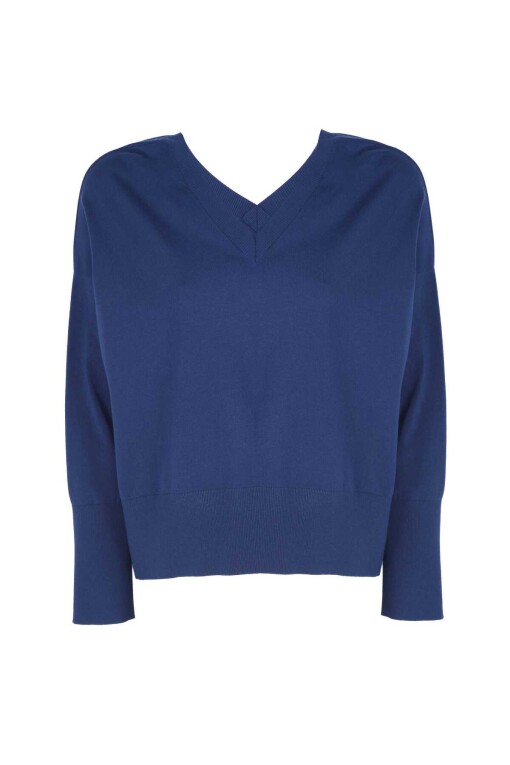 V-Neck Blue Sweater - 3